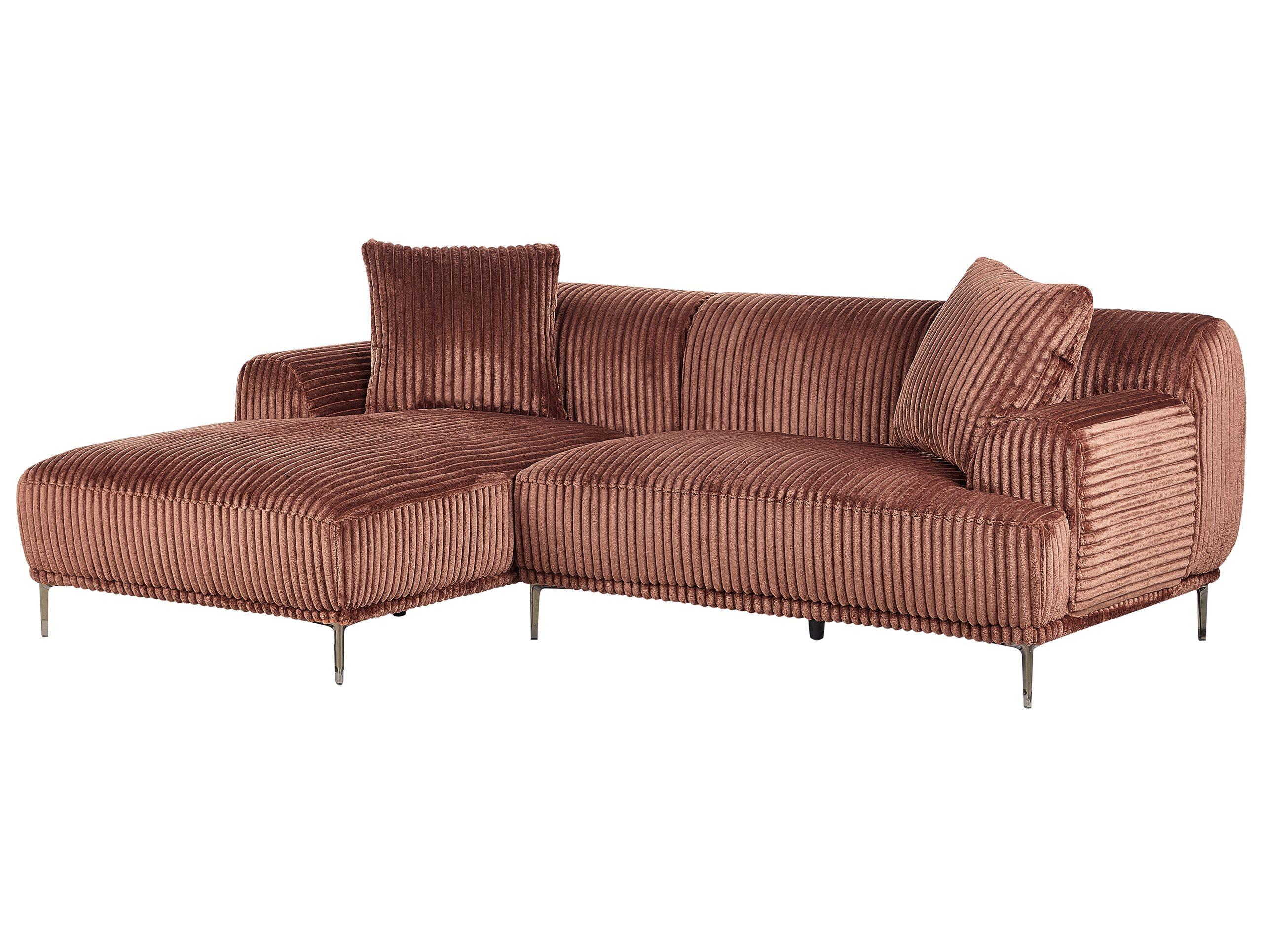 Beliani Canapé d'angle en Velours côtelé Rétro STENUM  