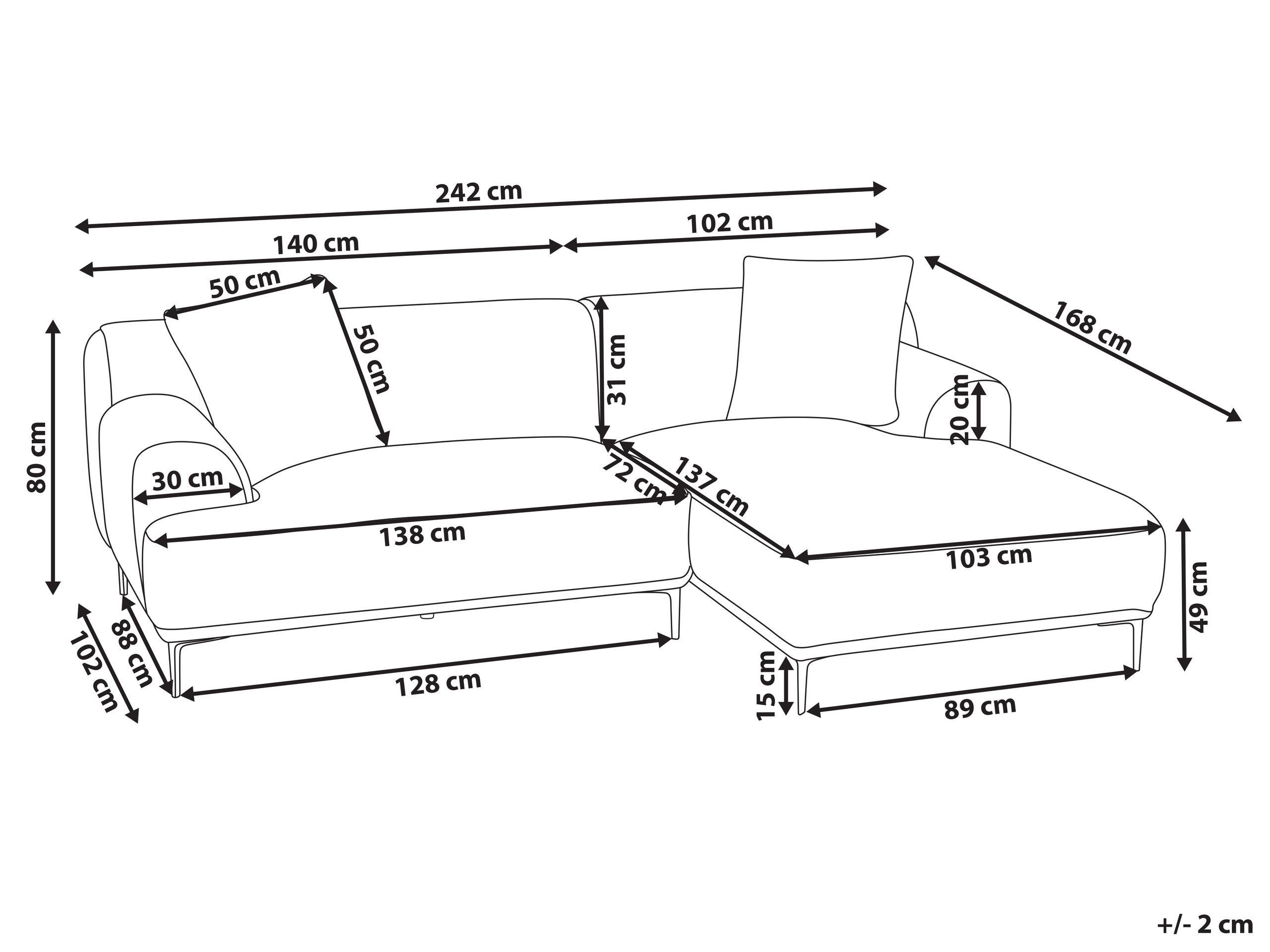 Beliani Canapé d'angle en Velours côtelé Rétro STENUM  