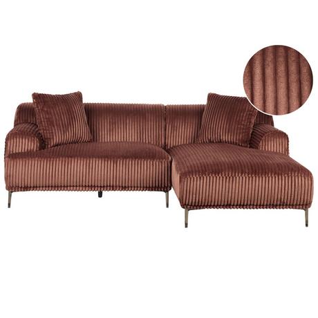 Beliani Canapé d'angle en Velours côtelé Rétro STENUM  