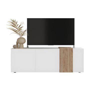 TV-Möbel mit 3 Türen - Weiß & Holzfarben hell - CAYNO