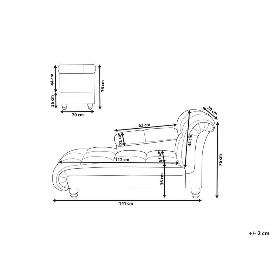 Beliani Rechtsseitige Chaiselounge aus Samtstoff Glamourös LORMONT  