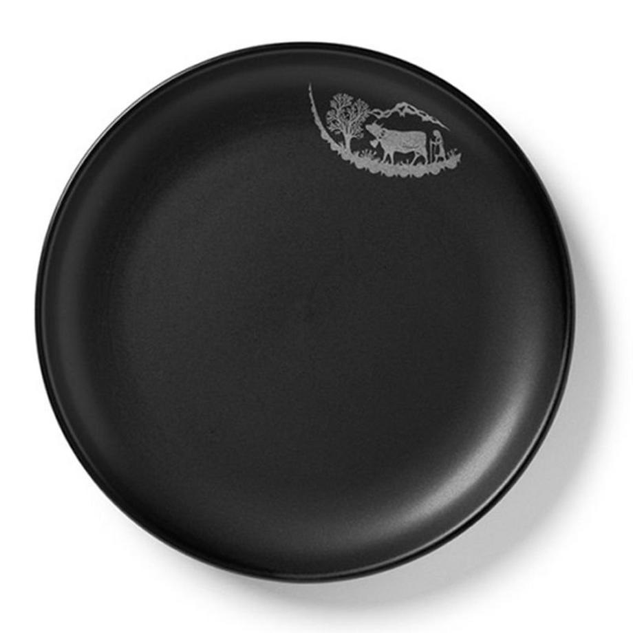 Stöckli Fondueteller  schwarz, 6 Stück Keramik  