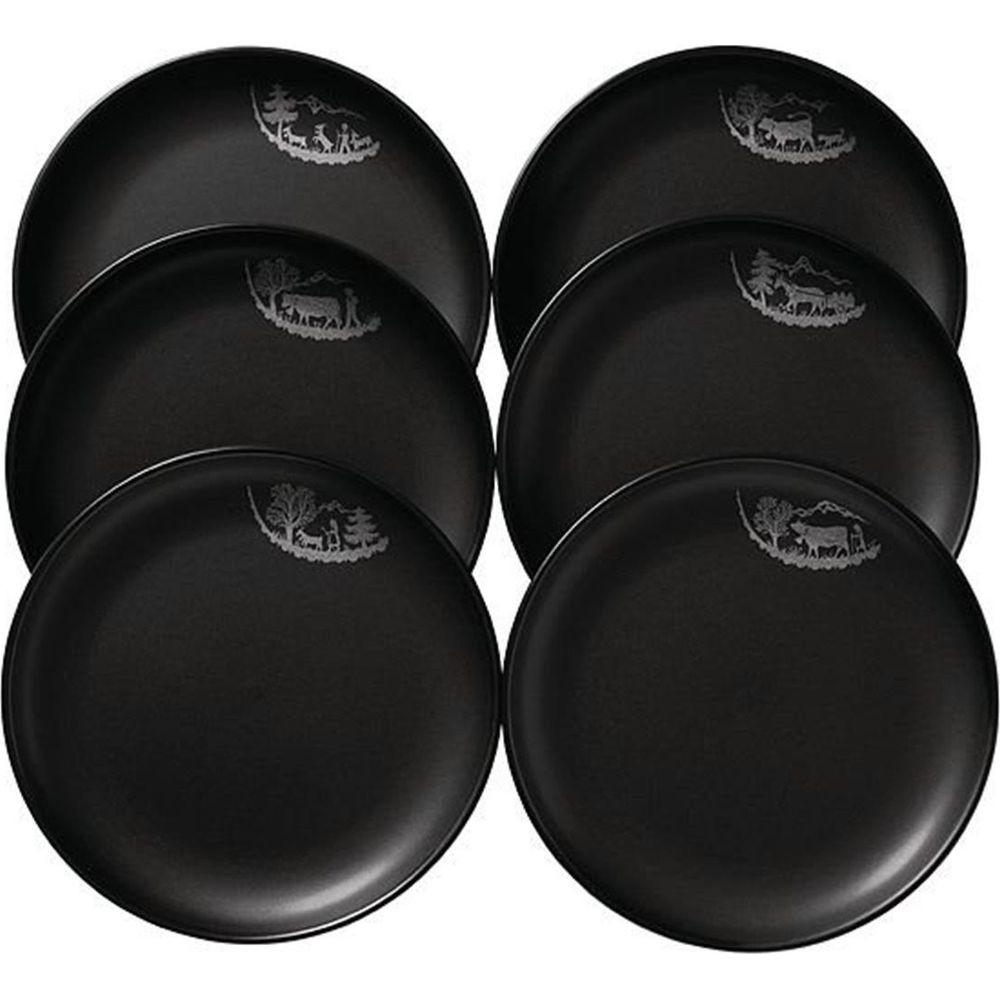 Stöckli 6 Piatti fonduta "l'alpage" nero, 6 pz ceramica - 21 cm  