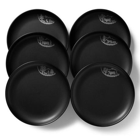 Stöckli 6 Piatti fonduta "l'alpage" nero, 6 pz ceramica - 21 cm  