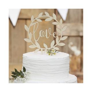 PartyDeco Round Cake Topper 'Love' aus Holz  