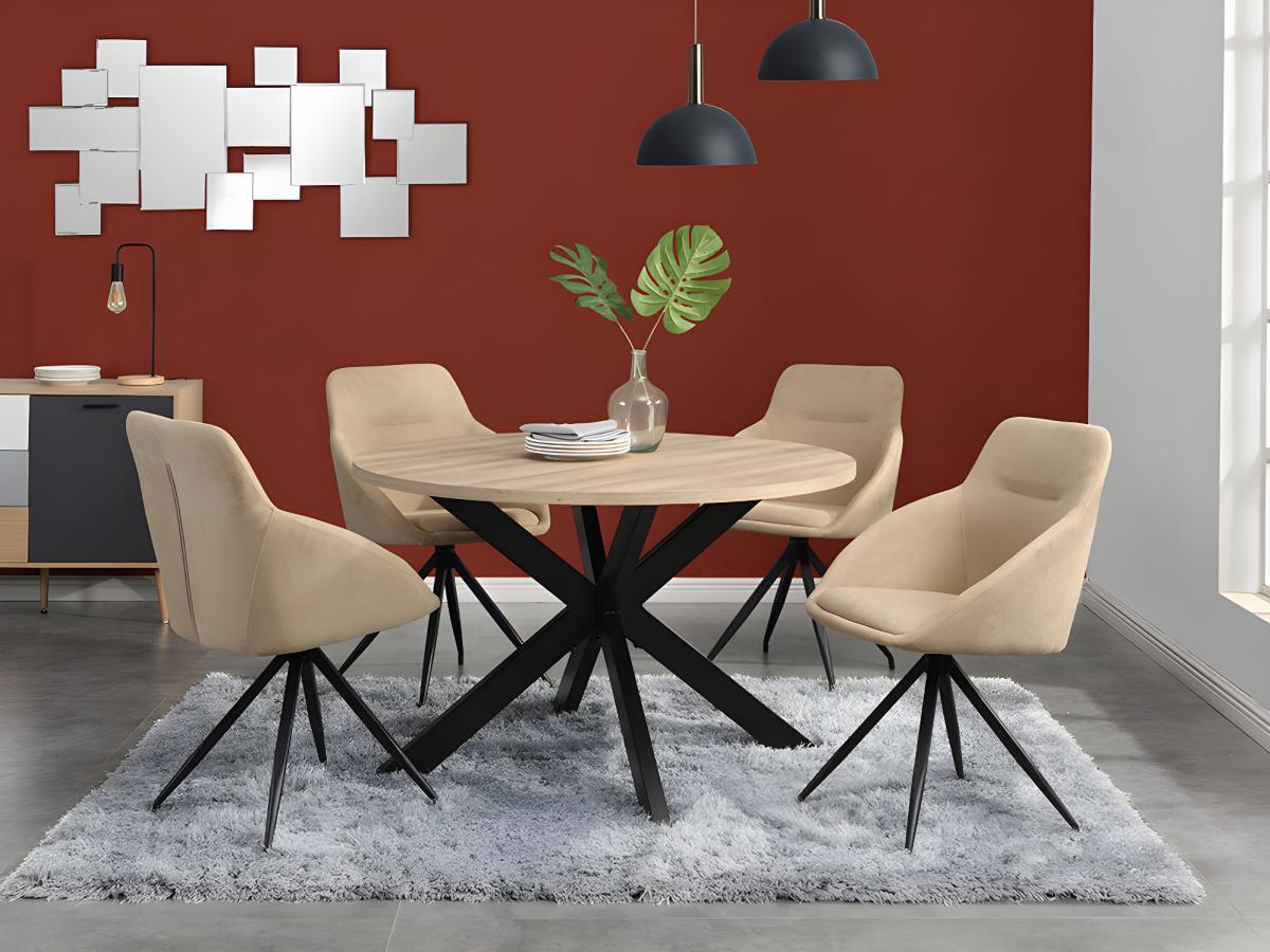 Vente-unique Tavolo da pranzo 4 coperti MDF e Metallo Rovere e Nero TILKI  