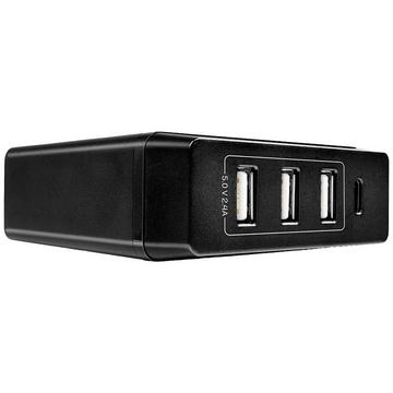 USB-Ladegerät 72 W Steckdose Ausgangsstrom (max.) 3 A Anzahl Ausgänge: 4 x USB-A, USB-C® USB Power Deliv
