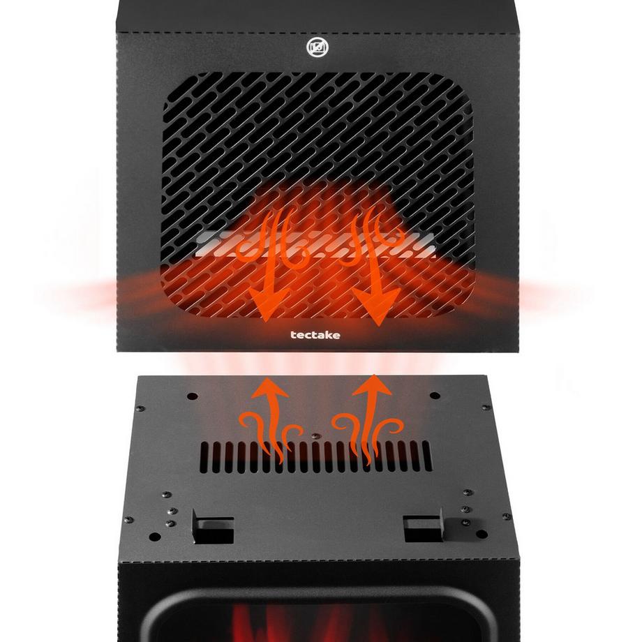 Tectake Elektrokamin Soleil 2 Leistungsstufen mit 900 W und 1800 W mit Holz- und Glutimitation sowie 3D-Flammeneffekt  