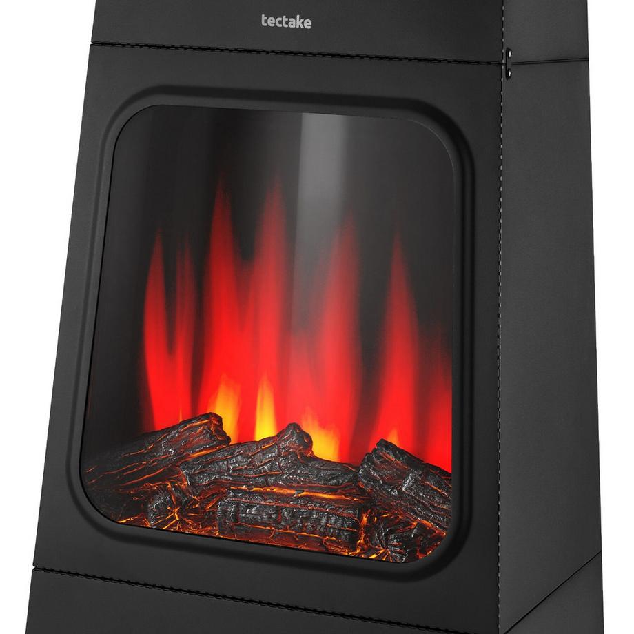 Tectake Elektrokamin Soleil 2 Leistungsstufen mit 900 W und 1800 W mit Holz- und Glutimitation sowie 3D-Flammeneffekt  