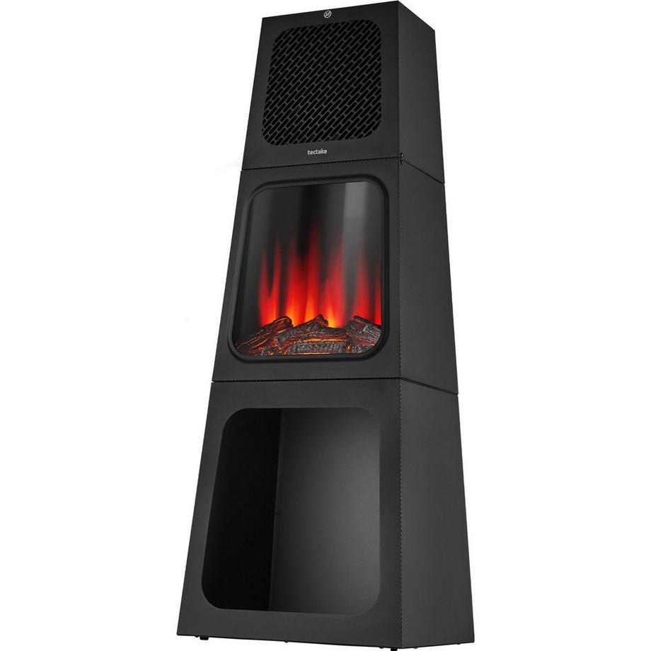 Tectake Elektrokamin Soleil 2 Leistungsstufen mit 900 W und 1800 W mit Holz- und Glutimitation sowie 3D-Flammeneffekt  