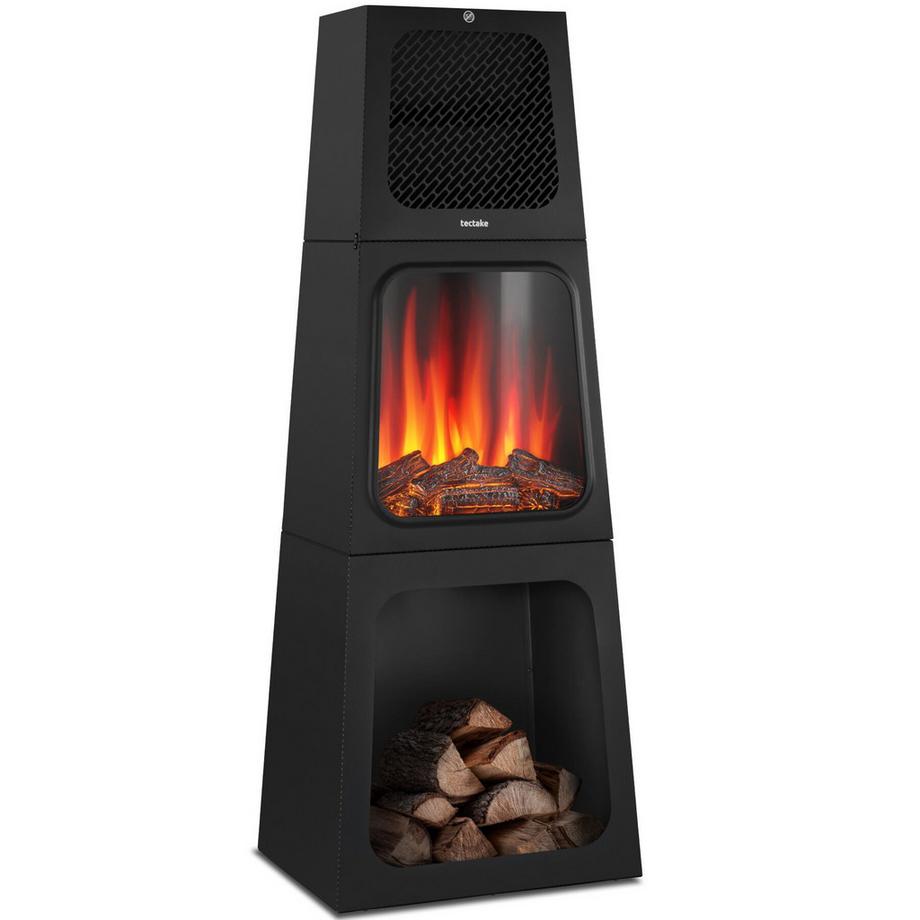 Elektrokamin Soleil 2 Leistungsstufen mit 900 W und 1800 W mit Holz- und Glutimitation sowie 3D-Flammeneffekt
