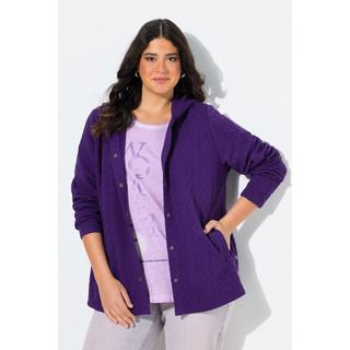 Ulla Popken Hoodie-Jacke Zopfmuster Druckknöpfe Hinten Länger  