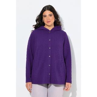 Ulla Popken Hoodie-Jacke Zopfmuster Druckknöpfe Hinten Länger  