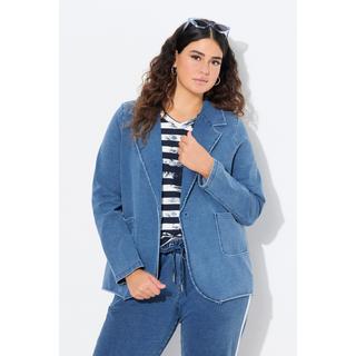 Ulla Popken  Blazer en molleton aspect jean, col à revers et manches longues 