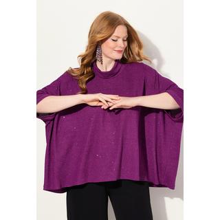 Ulla Popken  Maglia dal taglio oversize con effetto glitter, collo dolcevita e mezze maniche 