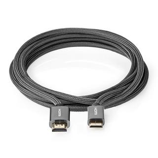 Nedis  Câble HDMI™ haute vitesse avec Ethernet | Connecteur HDMI™ | Mini-connecteur HDMI™ | 4K@60Hz | 18 Gbps | 2,00 m | Rond | Coton | Anthracite / Gris avec métal | Boîte avec fenêtre couverte 
