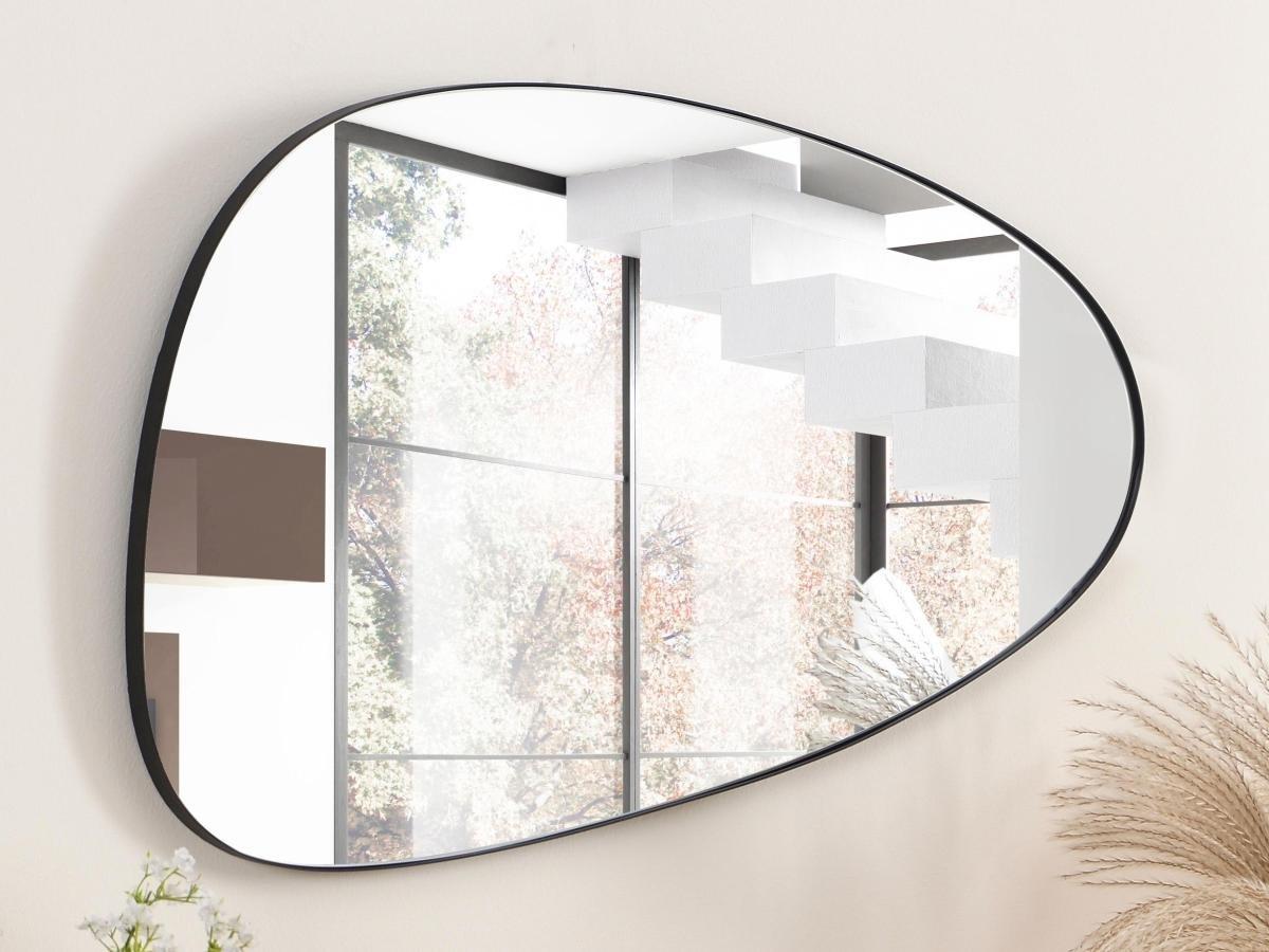 Vente-unique Miroir organique en métal - L. 72 x H. 35 cm - Noir - MANAROLA  