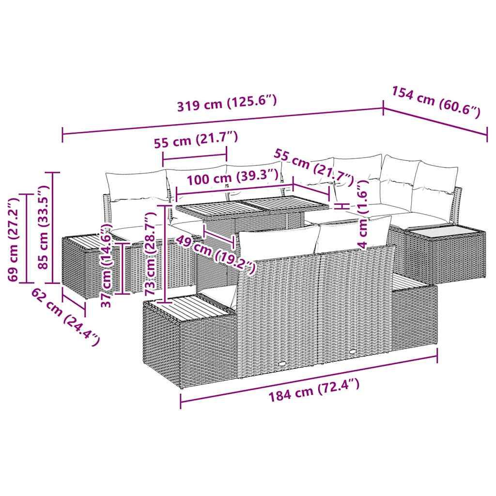 VidaXL Canapé de jardin poly rattan  