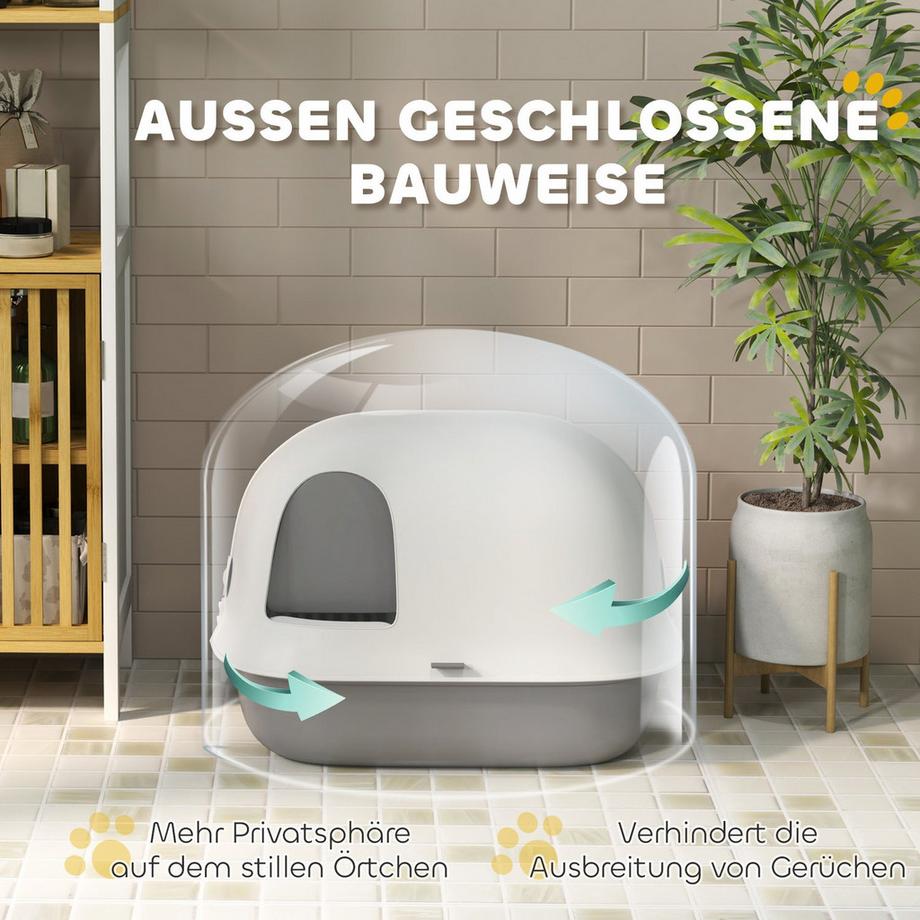 Northio  Toilettes pour chat avec couvercle, bac à litière pour chat avec tamis, porte, pelle, toilette fermée pour chat pour petits chats de moins de 3,5 kg, intérieur, plastique, gris clair 