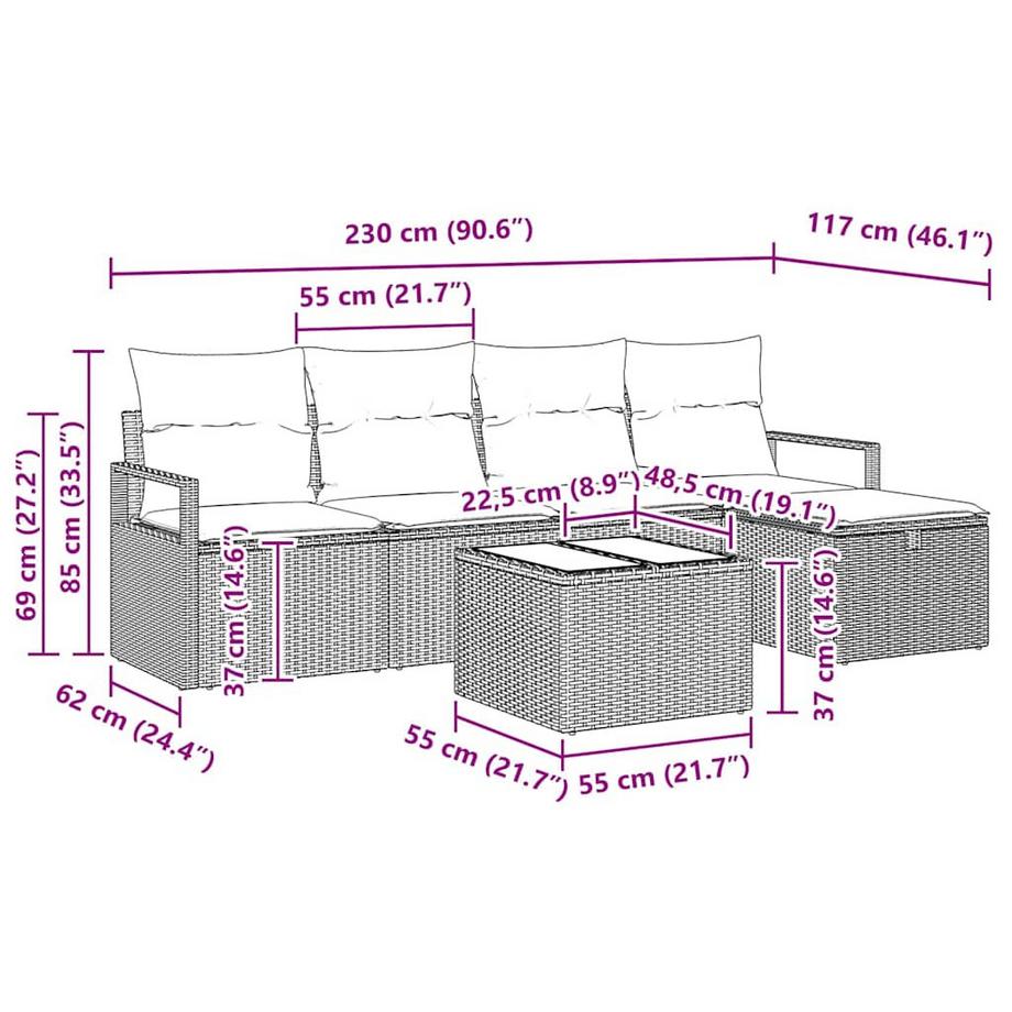 VidaXL Garten-sofa poly-rattan  