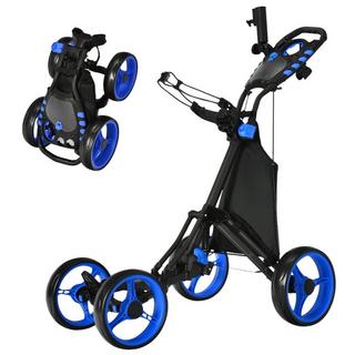 Northix  Chariot de golf à 4 roues, chariot de golf pliable, chariot de golf à pousser, fabriqué en aluminium, bleu 