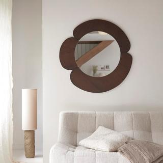 Tikamoon Specchio tondo in legno di mindi scuro 110x110 cm Sara  