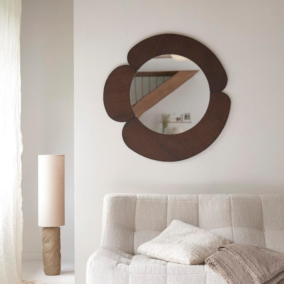 Tikamoon Spiegel mit dunklem Mindiholz-Rahmen 110 x 110 cm Sara  