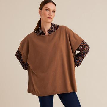 Poncho col rond en fine maille