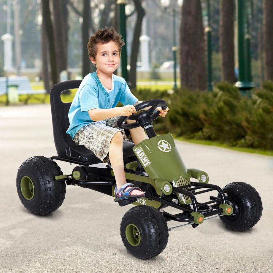 Northio  Go Kart Kinder Kettcar Tretauto mit Handbremse ab 3 Jahre,es Design 99x65x56cm für Spielspaß im Freien 