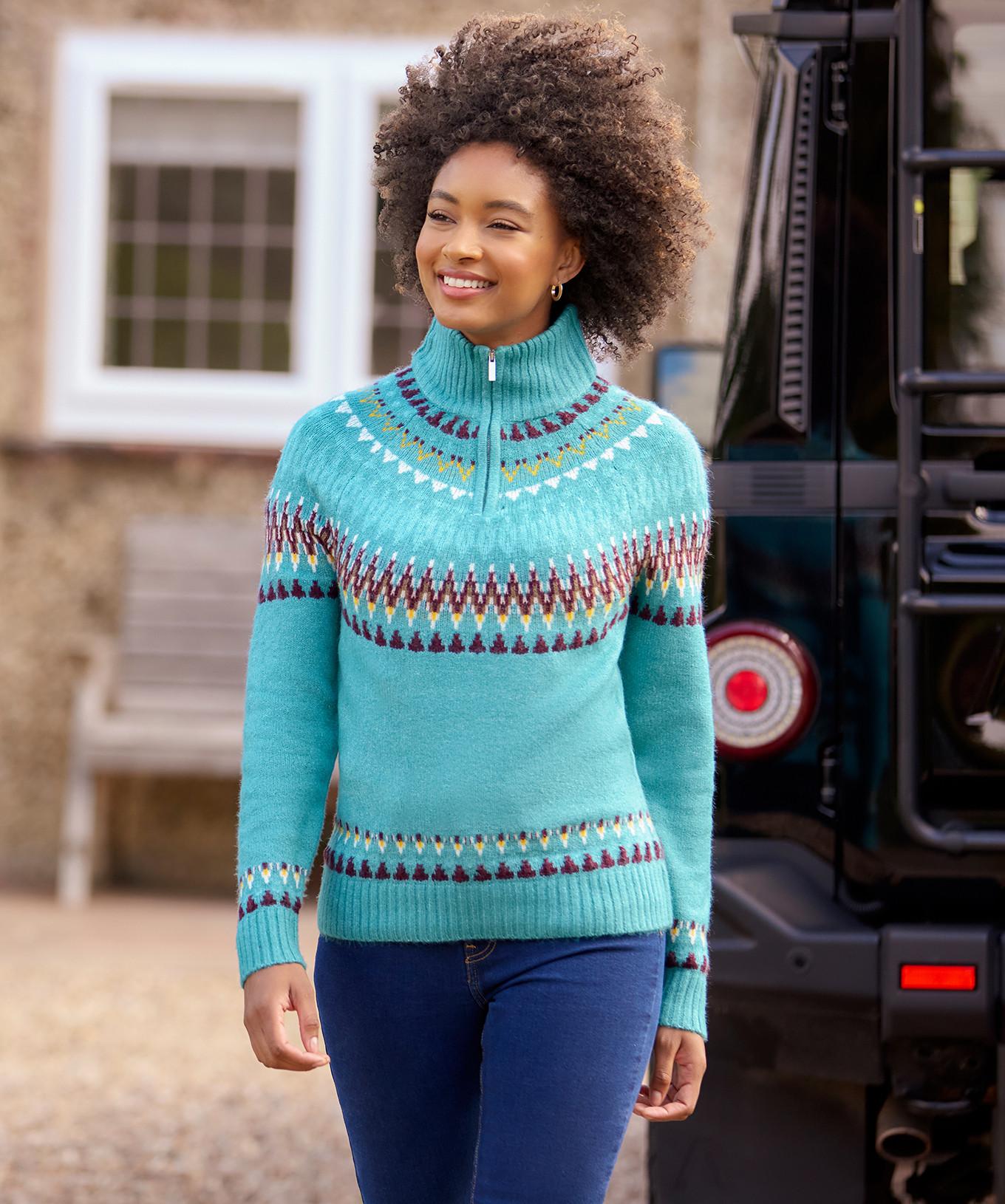 Joe Browns Pull Fair Isle Demi-Zip Maille Épaisse  