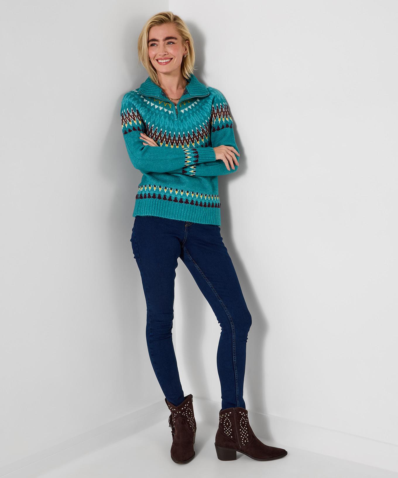 Joe Browns Pull Fair Isle Demi-Zip Maille Épaisse  