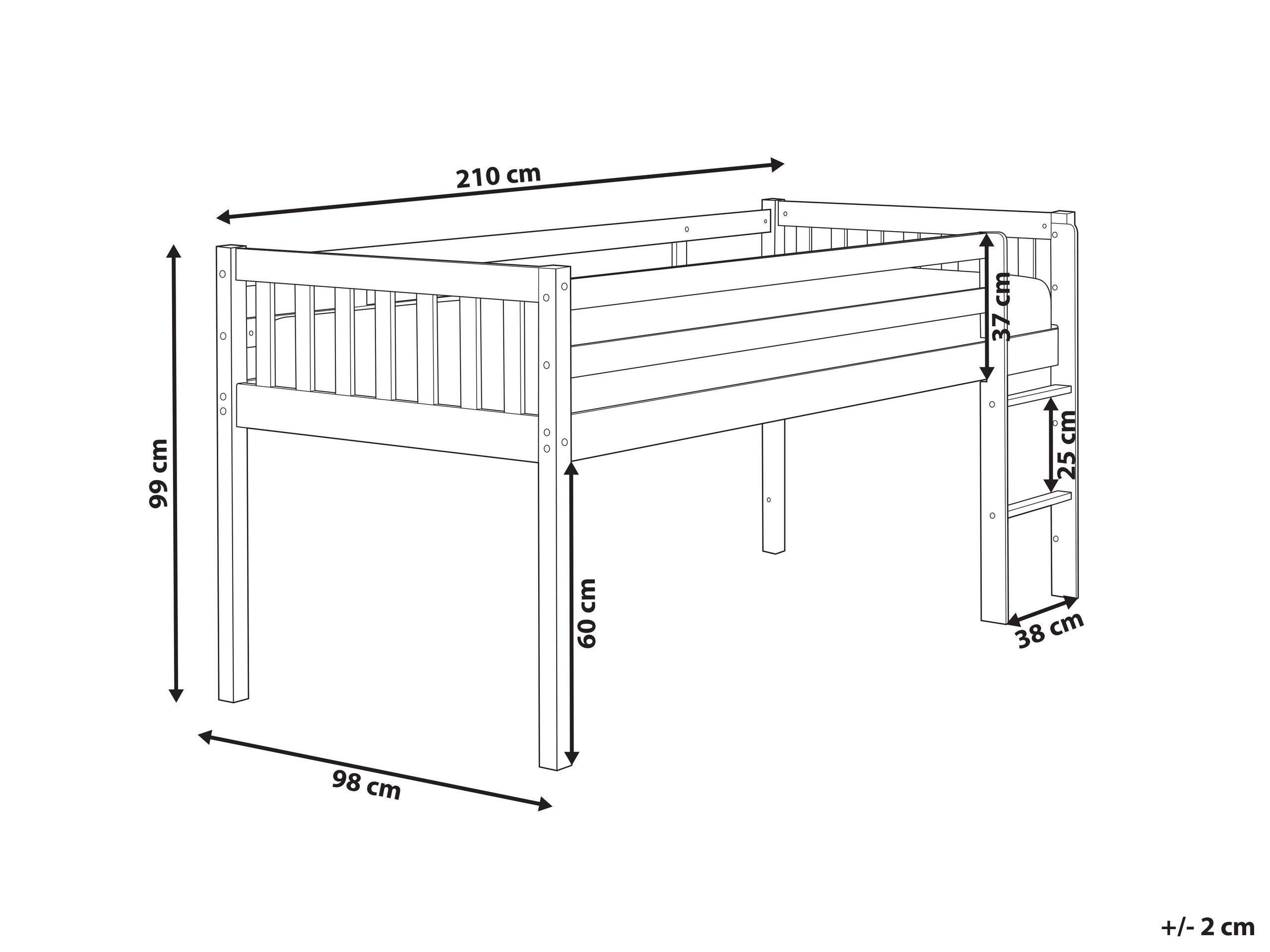 Beliani Letto a mezza altezza en Legno di caucciù Scandinavo PEIPIN  