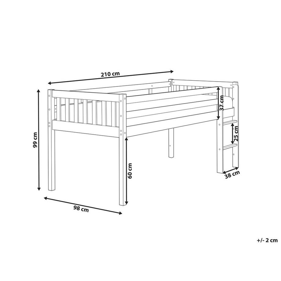 Beliani Letto a mezza altezza en Legno di caucciù Scandinavo PEIPIN  