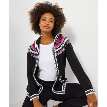 Pull à capuche motif Fair Isle