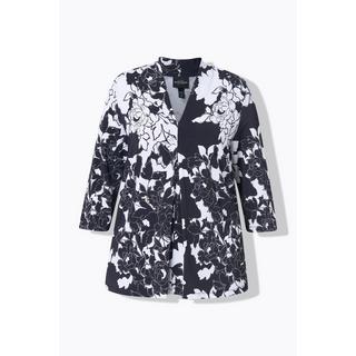 Ulla Popken Blouse Motif Floral Coupe Évasée Manches 3/4  