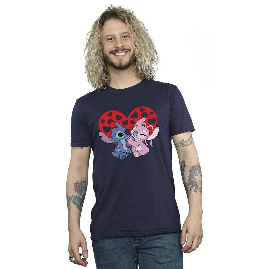 Disney Stitch e Angel Cuore Stampa T-Shirt  