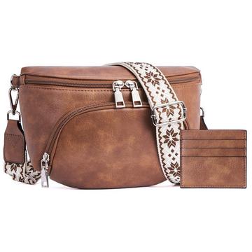 Umhängetaschen, Umhängetasche Vegan Leder Umhängetasche , RFID Blocking Card Slot Brusttasche mit verstellbaren abnehmbaren breiten Riemen