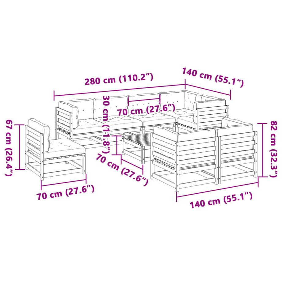 VidaXL Garten sofagarnitur douglasienholz  
