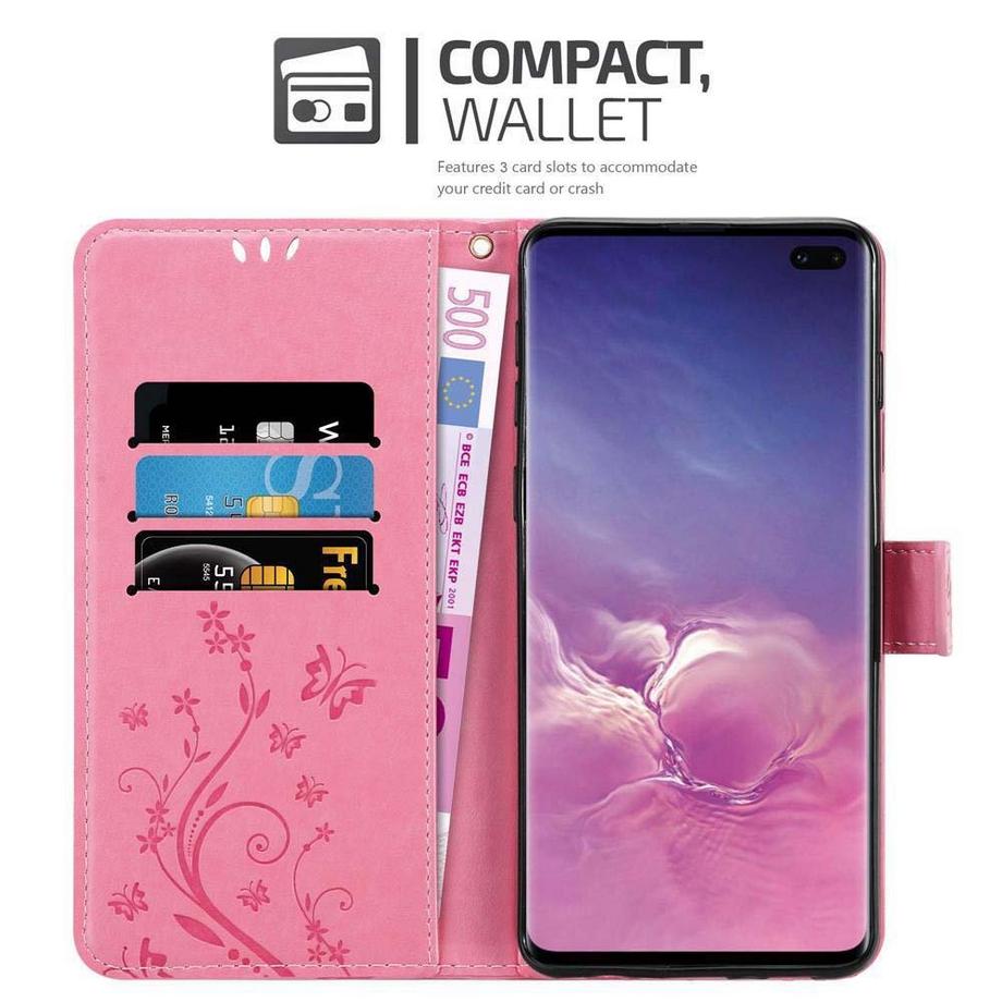 Cadorabo  Hülle für Samsung Galaxy S10 PLUS Blumen Design Magnetverschluss 
