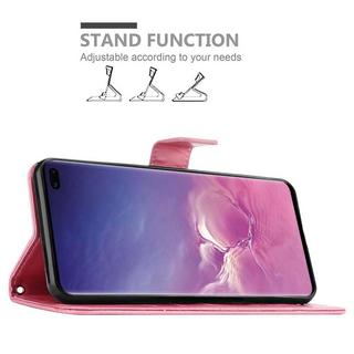 Cadorabo  Housse compatible avec Samsung Galaxy S10 PLUS - Coque de protection au design floral avec fermeture magnétique, fonction de support et emplacements pour cartes 