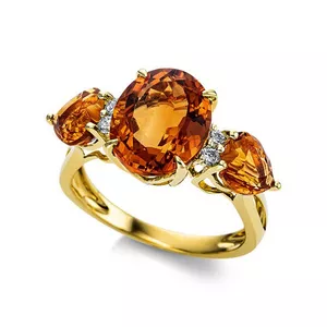 Bague or jaune 750/18C diamant 0.1ct. Citrinee 5.4ct.