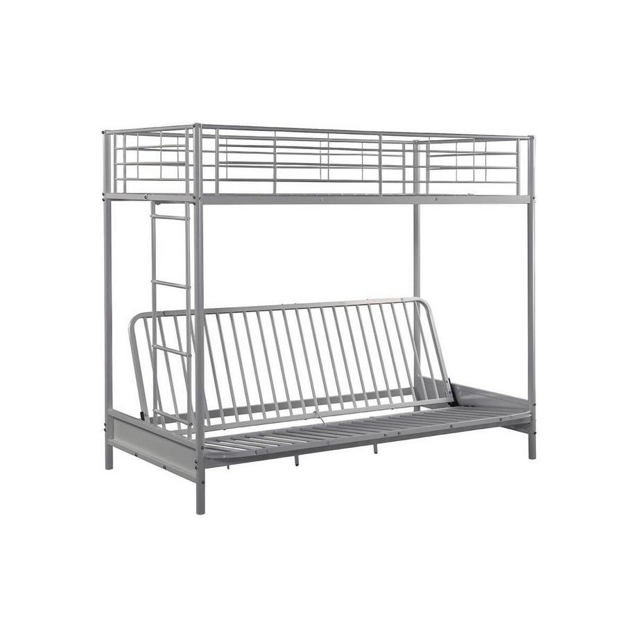 Vente-unique Letto a soppalco con divano letto 90 x 190 cm Metallo Argento - MODULO V  