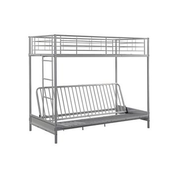 Hochbett mit Schlafsofa - 90 x 190 cm - Metall - Silberfarben - MODULO IV