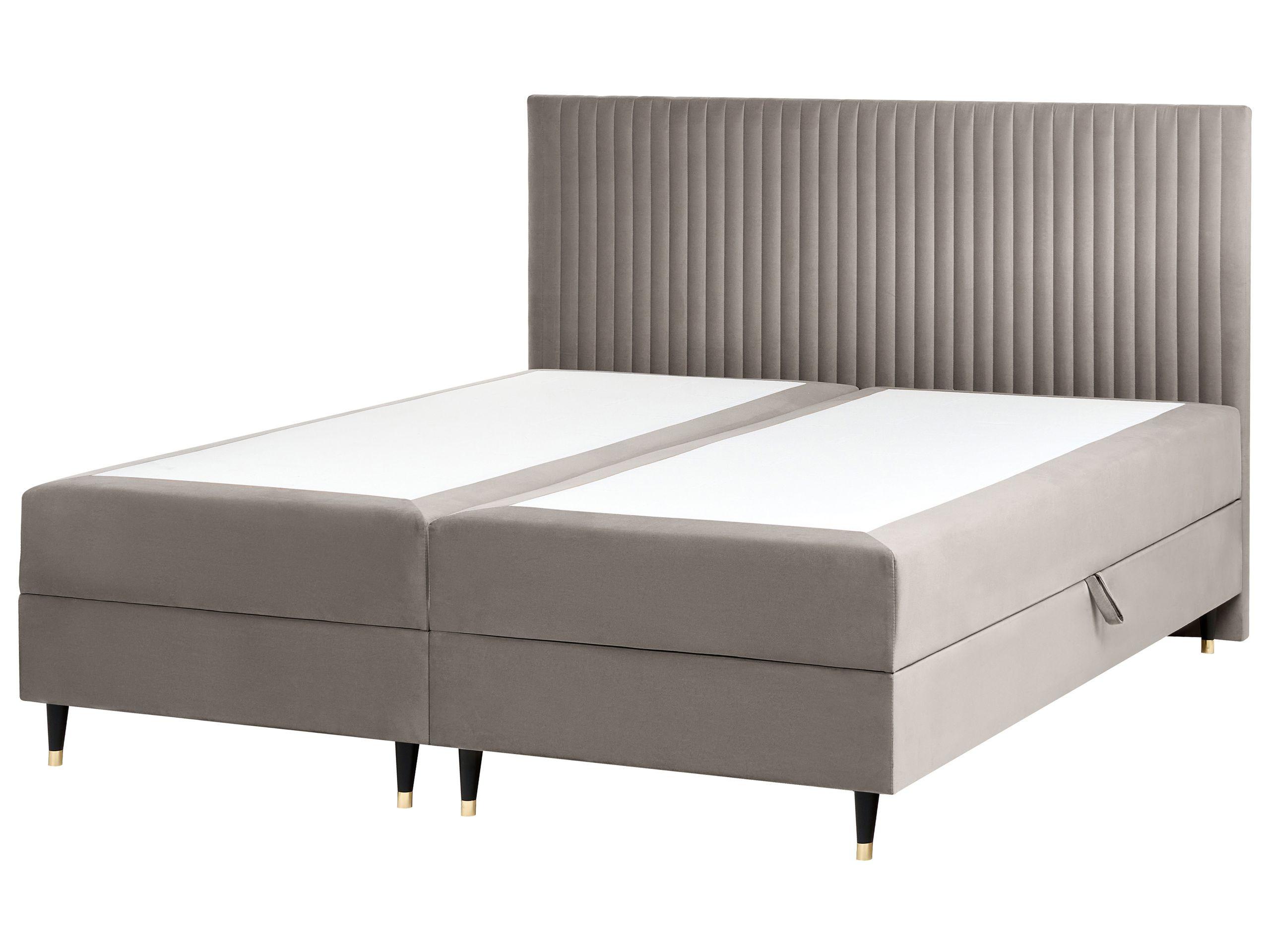 Beliani Boxspringbett mit Stauraum aus Samtstoff Skandinavisch DAME  