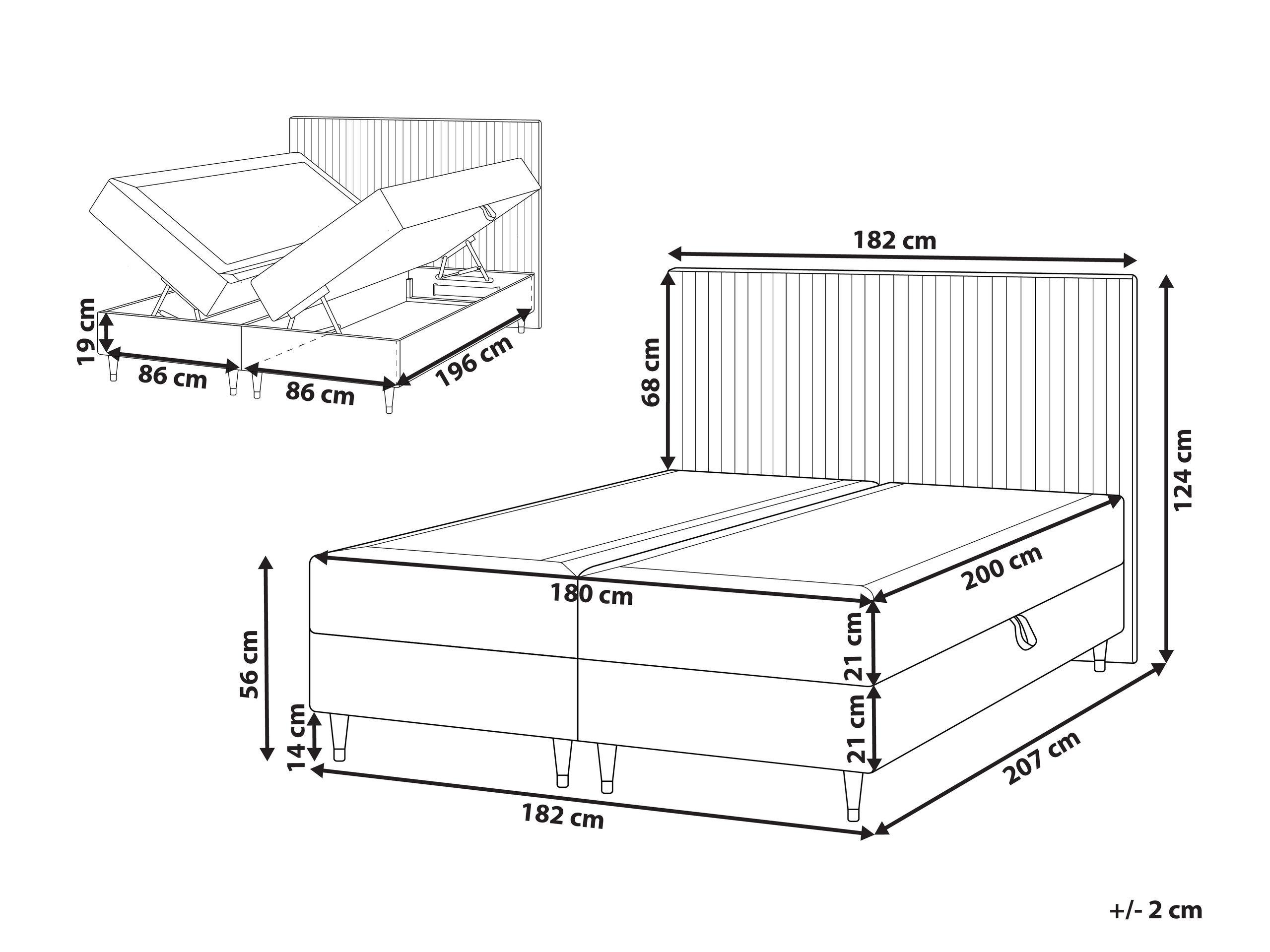 Beliani Boxspringbett mit Stauraum aus Samtstoff Skandinavisch DAME  