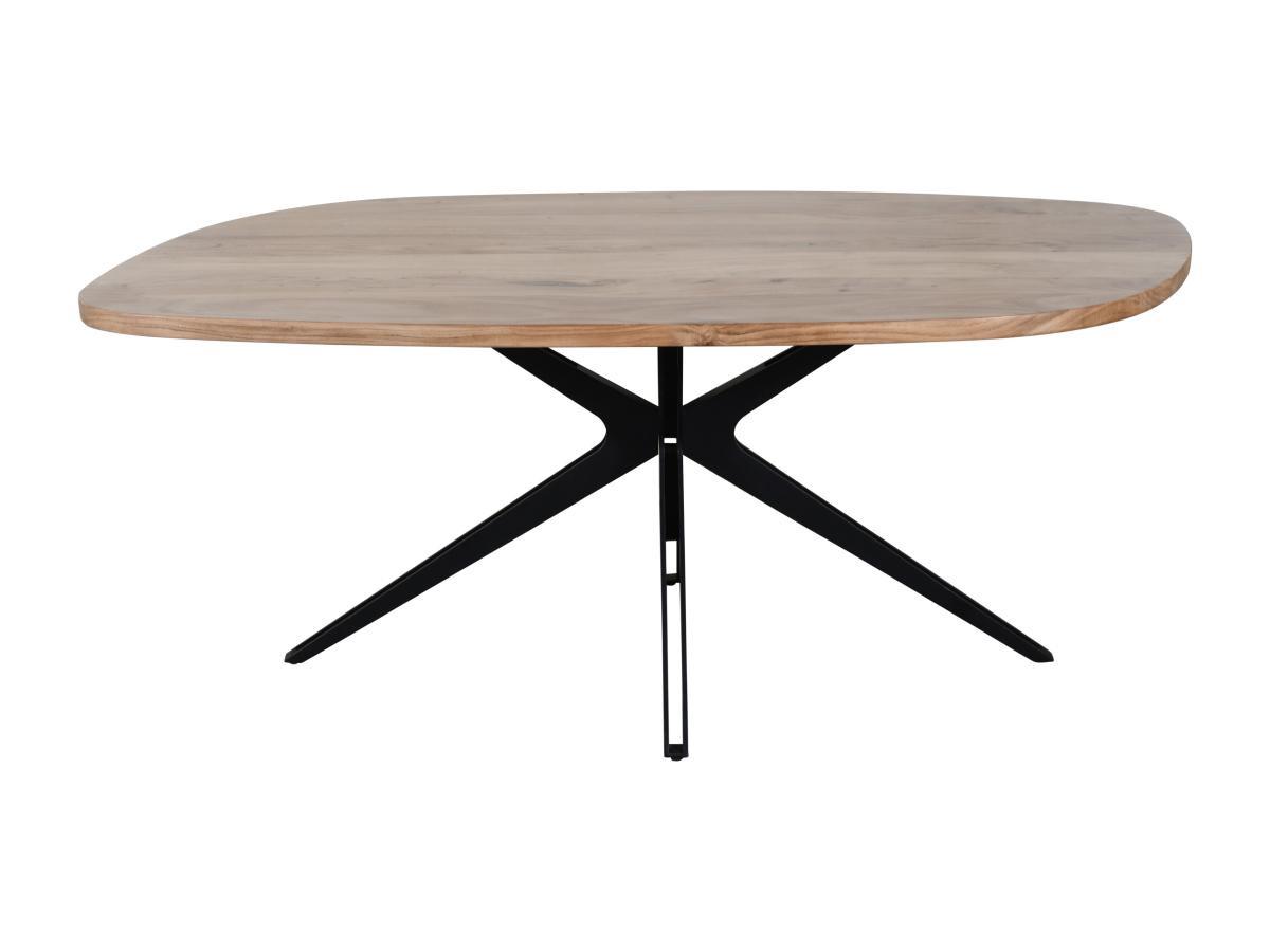 Vente-unique Table à manger 8 personnes en bois d'acacia et métal - Naturel et noir - LIVIANI  