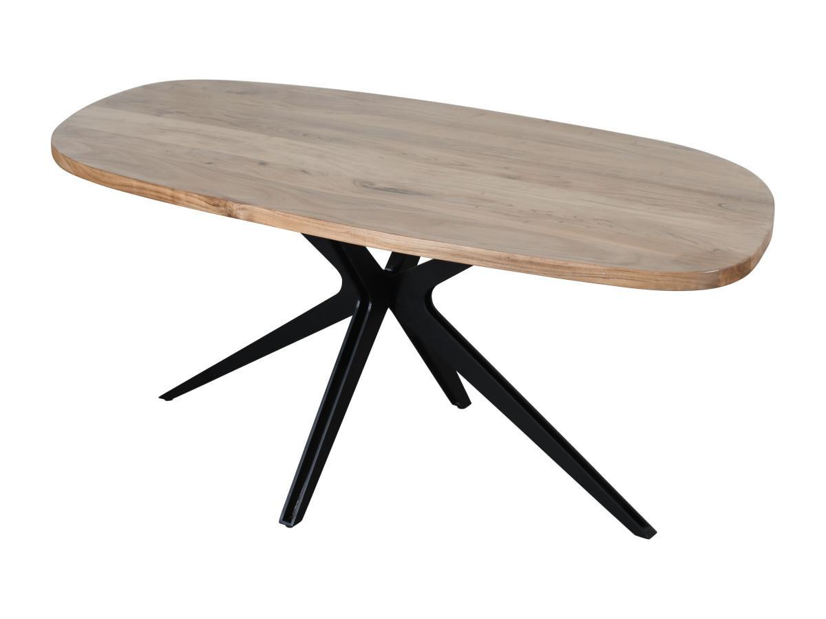 Vente-unique Table à manger 8 personnes en bois d'acacia et métal - Naturel et noir - LIVIANI  