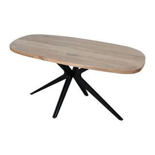 Vente-unique Table à manger 8 personnes en bois d'acacia et métal - Naturel et noir - LIVIANI  