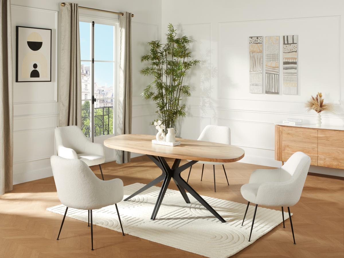 Vente-unique Table à manger 8 personnes en bois d'acacia et métal - Naturel et noir - LIVIANI  