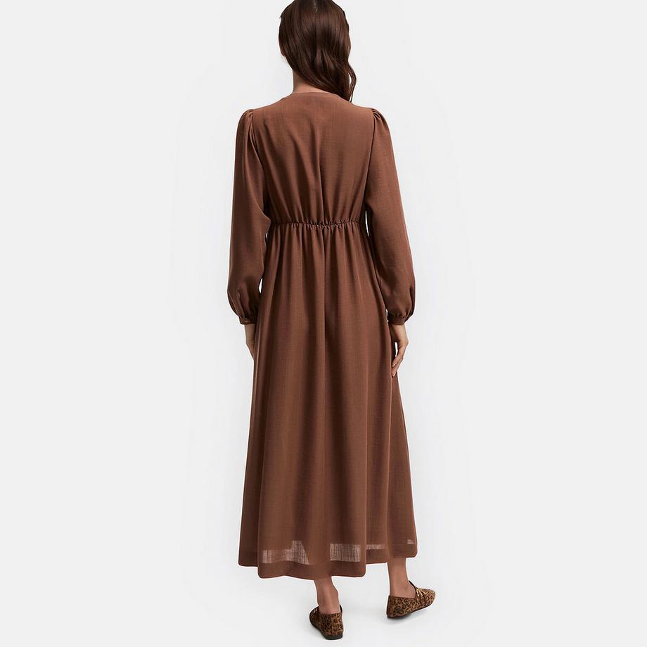 La Redoute Collections Langes Kleid mit V-Ausschnitt und langen Ärmeln  